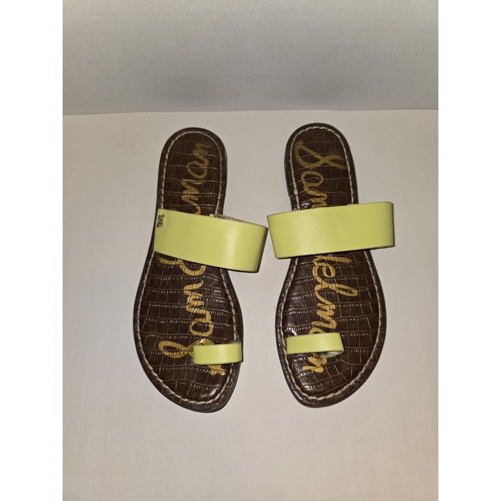 Sam Edelman Gorgene Toe Ring Strap Sandal Yellow Leather Spring Resort Sz 7